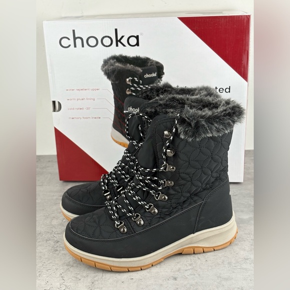 NEW!! Chooka Women's Insulated Belltown Mid Faux Fur Winter Boots Size 9 - Picture 2 of 5